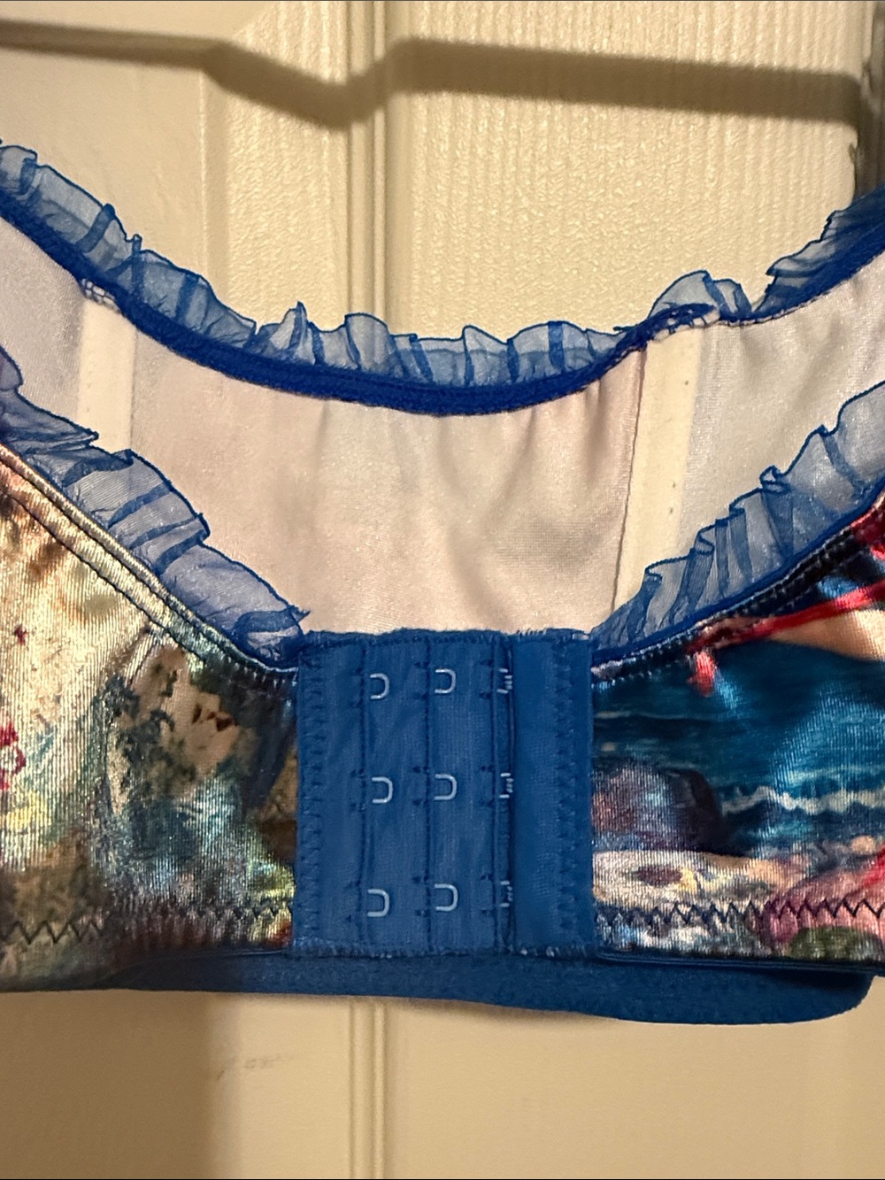 Sugar Thrillz Blue Princess Print Ruffle Sleeve Crop Top - Picture 3 of 4